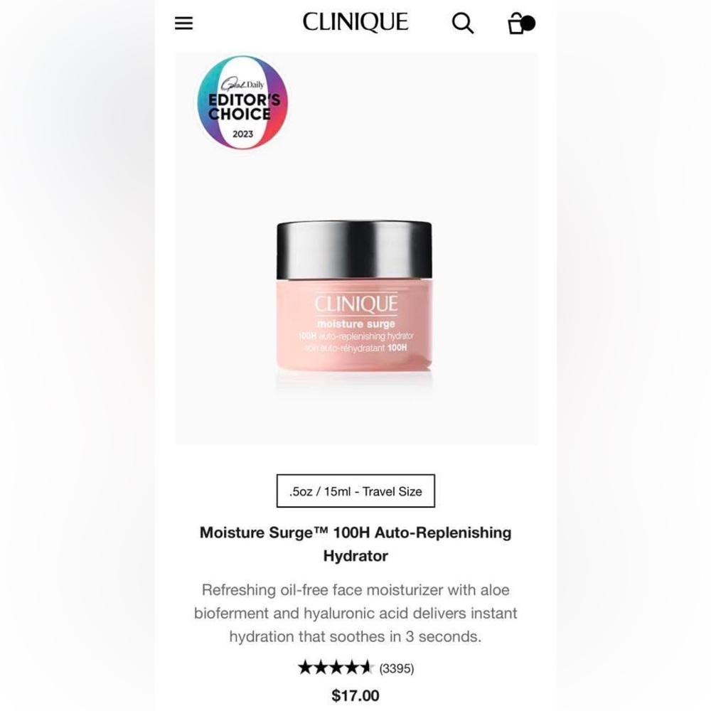 Clinique Moisture Surge 100H Hydrator - Soft Pink 15ML